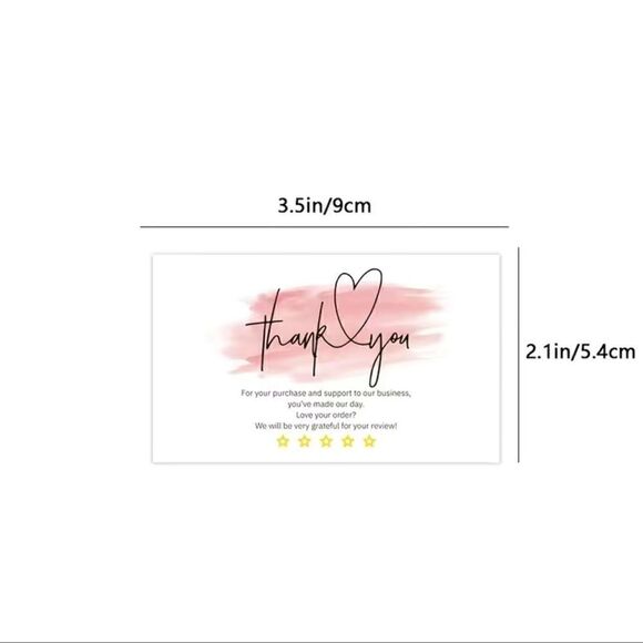 30pcs/pack Pink Thank You Cards With Five Stars Pattern, Appreciation cards - Picture 1 of 3